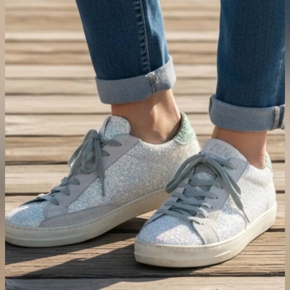 P448 John Iridescent Sparkly Glitter Sneakers